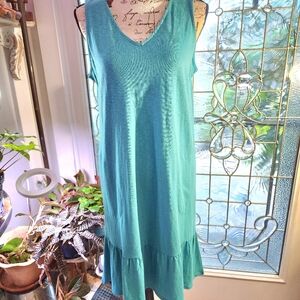 JJill FINAL MARKDOWN Vneck Sleeveless Light Teal Shift Dress S and M